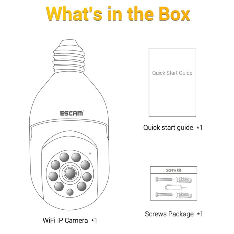 ESCAM PT208 1080P HD Light Bulb WiFi Camera, Support Motion Detection, Two-way Audio, Night Vision, TF Card ESCAM PT208 1080P HD Light Bulb WiFi Camera, Support Motion Detection, Two-way Audio, Night Vision, TF Card